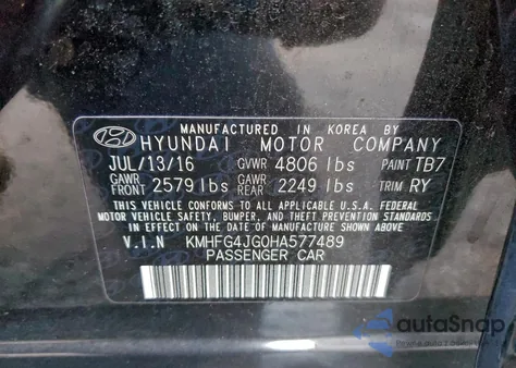 2017 Hyundai Azera z USA, uszkodzony, nr VIN KMHFG4JG0HA577489